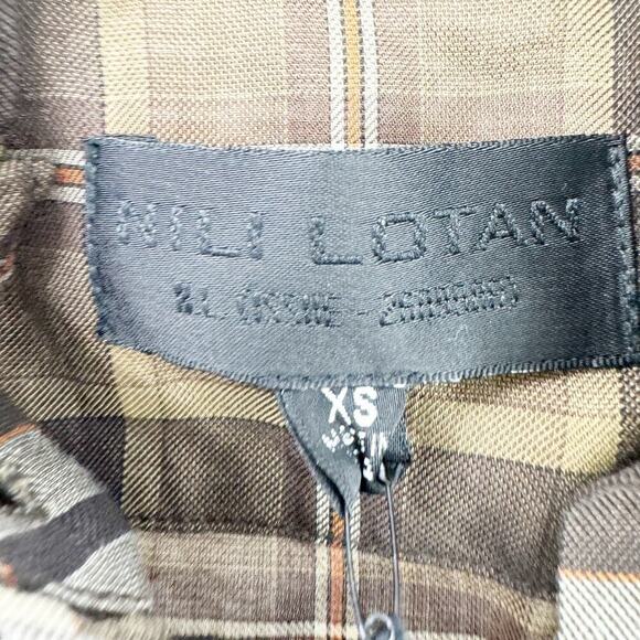 Nili Lotan Plaid Lydia Button Down Shirt Top Long Sleeve Brown Size XS NWT - Picture 11 of 12
